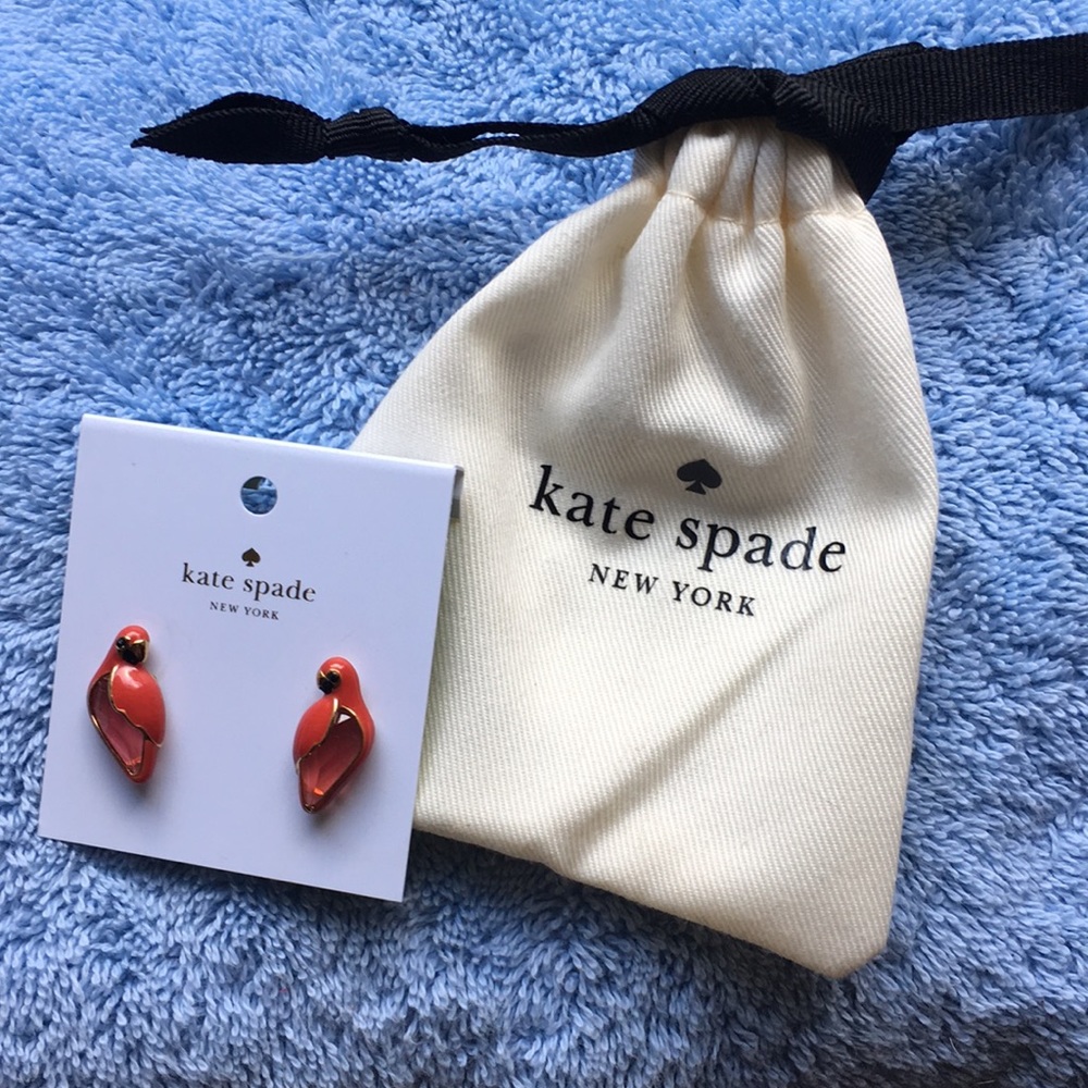 NWT Kate Spade Stud Earrings - Red + Pink Parrot